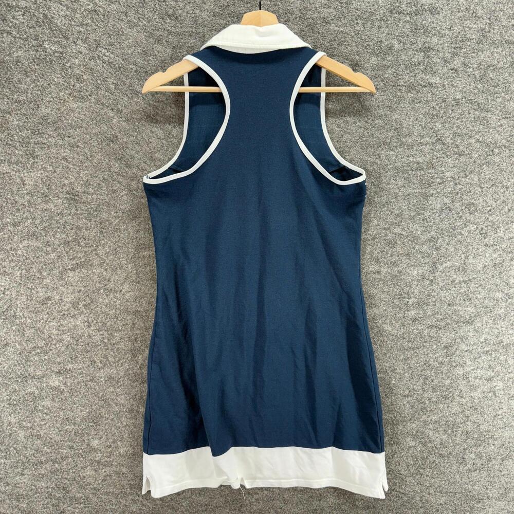 AUR Shirt Dress Women L Large Blue Striped Short Collared Sleeveless Button - Picture 2 of 7